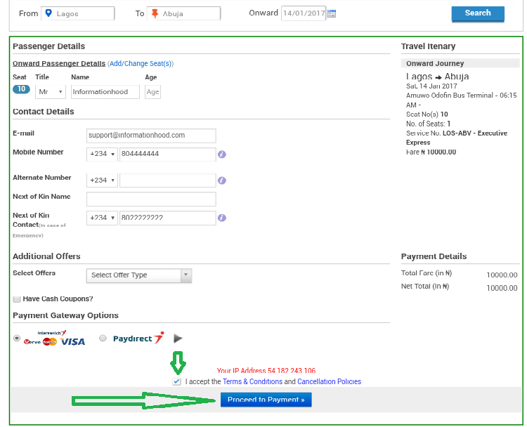 ABC Motors Online Booking form page