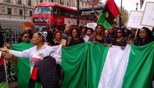 Nigerians protest Buhari London stay
