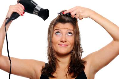 hair drying using hand dryer